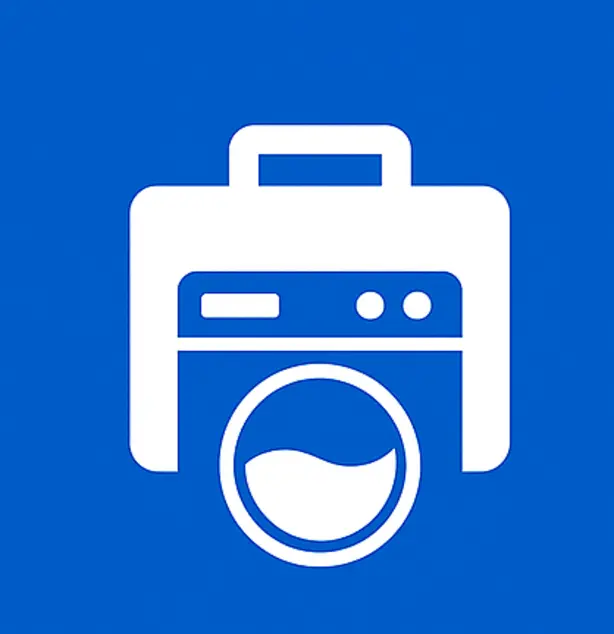 Minimal suitcase icon representing business or corporate laundry service — designed for professional clients of Prime Wash.